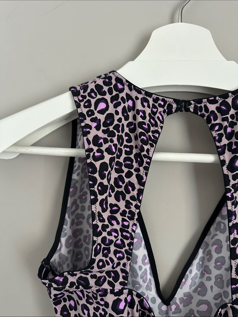 Victoria’s Secret Leopard Print Deep V Bodysuit - Purple and Pink - Picture 10 of 11